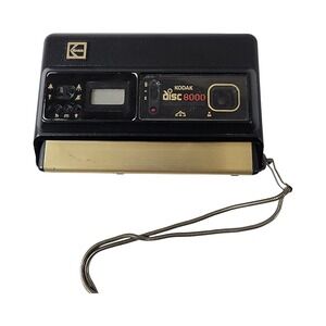 Kodak Disc 8000 Vintage Camera Black Gold with Digital Clock and Flash USA